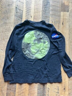 NASA Kids Long-Sleeve Tee with Green Planet Graphic